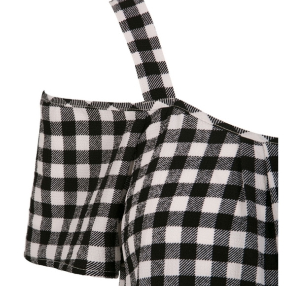 Rickis GINGHAM PRINT COLD SHOULDER BLOUSE 14/L - Picture 3 of 4